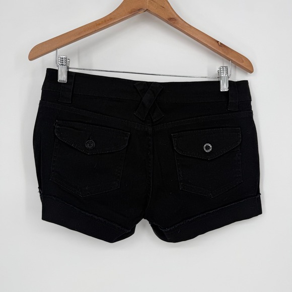 BeBop Black Denim Cutoff Shorts Frayed Hem Size 7 - Picture 5 of 6